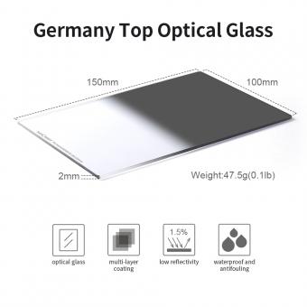 100*150*2.0MM 方形硬渐变镜，GND8 光学玻璃 高清防水防刮，带包装