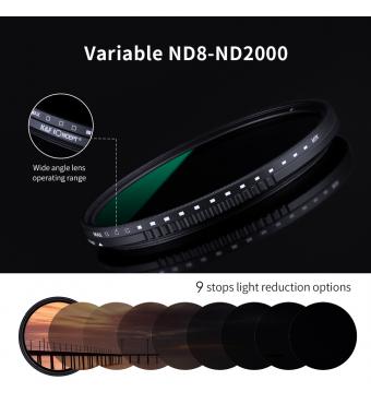49mm超薄可调ND镜,增透绿膜，防水 ND8-ND2000