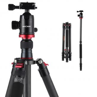 三脚架 TC2834 可拆独脚架 可反折 球形云台 红色 碳纤维