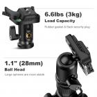 可拆独脚架 TM2524 可反折 球形云台 黑色 铝镁合金