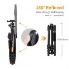 三脚架 TM2515B 可反折 可拆独脚 球形N-1云台 黑色 塑料旋钮锁 镁铝合金