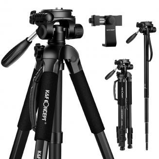 三脚架 KF2624L 可拆独脚架 手把塑料云台 塑料扳扣锁 塑料快装板 塑料便携手提把 C4手机夹 铝镁合金 黑色