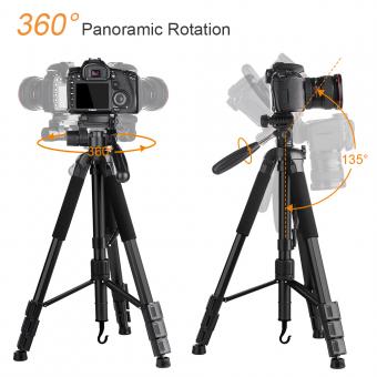 三脚架 KF2624L 可拆独脚架 手把塑料云台 塑料扳扣锁 塑料快装板 塑料便携手提把 C4手机夹 铝镁合金 黑色