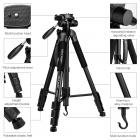 三脚架 KF2624L 可拆独脚架 手把塑料云台 塑料扳扣锁 塑料快装板 塑料便携手提把 C4手机夹 铝镁合金 黑色