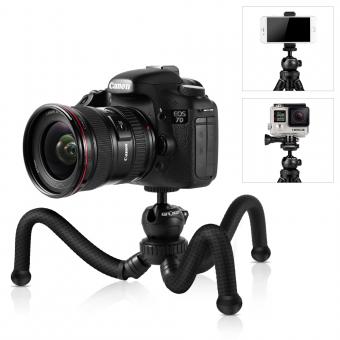 黑金刚章鱼魔术手软管桌面三脚架套装（三脚架+手机夹+蓝牙遥控器+gopro支架+麦克风咪夹）黑色