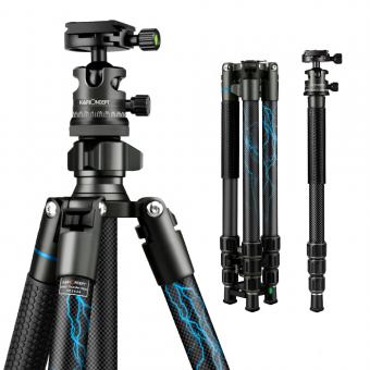 碳纤维三脚架 雷霆系列 TC2634 脚管烫印蓝色闪电 可反折 可拆独脚架 金属旋钮锁 球形云台 青铜色