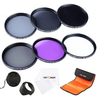 55MM UV+CPL+FLD+ND2+ND4+ND8，花罩，中间捏，进口白布，6片小包，Filter